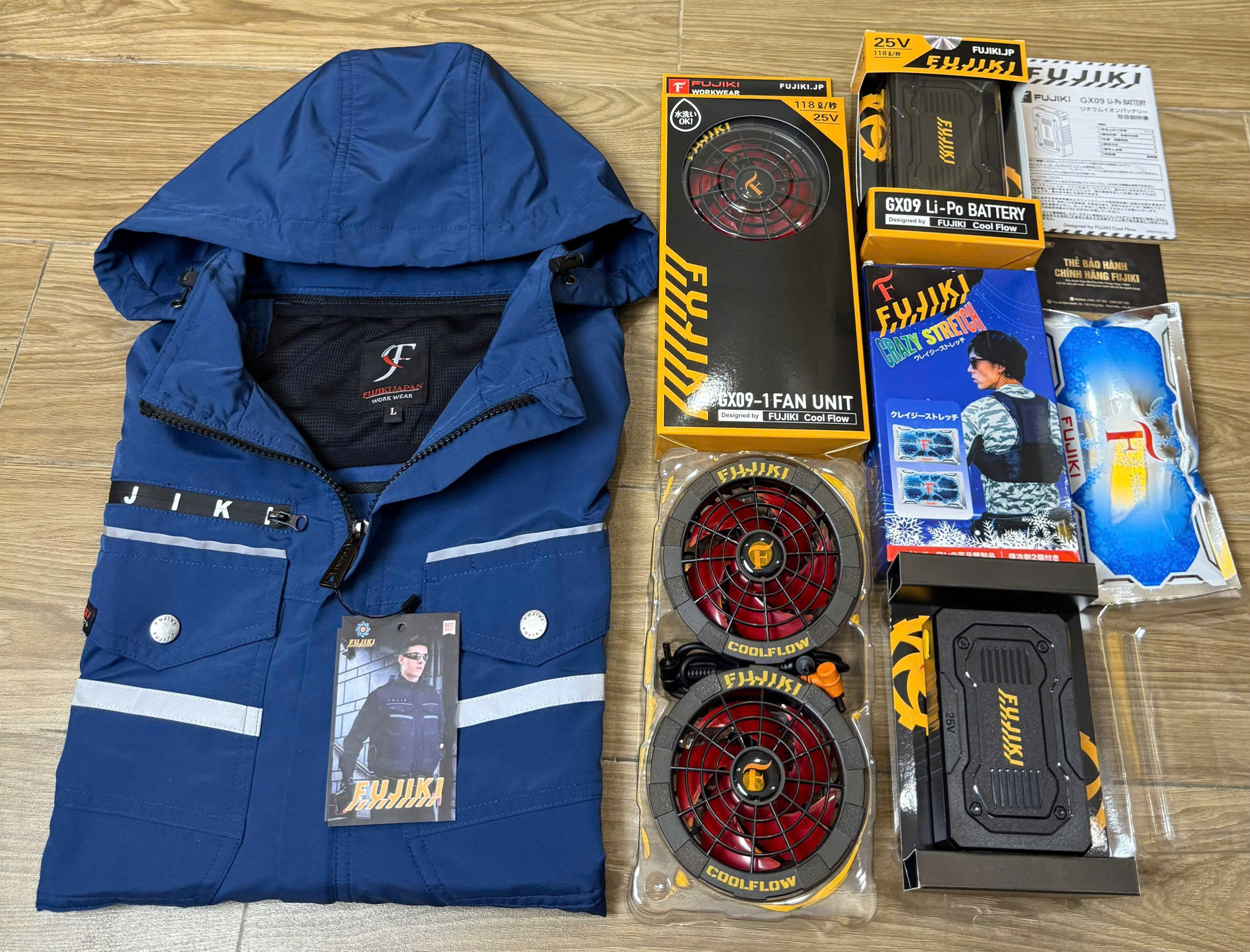 Áo Điều Hòa Fujiki – Bộ sản phẩm đóng gói